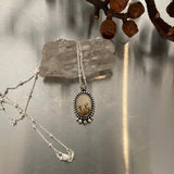 Dainty Celestial Necklace- Dendritic Agate and Sterling Silver- 18" Chain