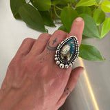 The Nimbus Ring- Morenci II Turquoise and Sterling Silver- Finished to Size or as a Pendant