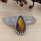 Large Amber Ombre Ring- Sterling Silver and Mayan Amber - Finished to Size