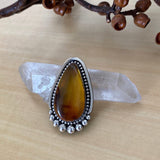 Large Amber Ombre Ring- Sterling Silver and Mayan Amber - Finished to Size