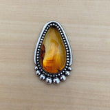 Large Amber Ombre Ring- Sterling Silver and Mayan Amber - Finished to Size