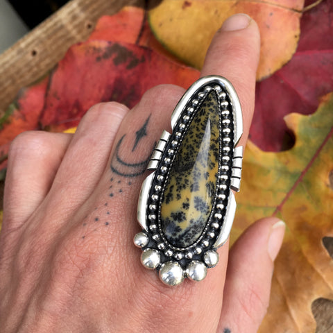 Dendritic Opal and Sterling Silver Talon Ring or Pendant- Finished to Size