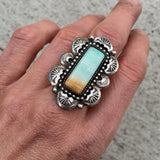 Blue Opal Petrified Wood Overlay Ring or Pendant- Sterling Silver and Indonesian Opalized Petrified Wood- Finished to Size