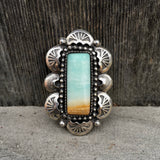 Blue Opal Petrified Wood Overlay Ring or Pendant- Sterling Silver and Indonesian Opalized Petrified Wood- Finished to Size