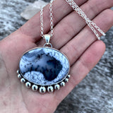 Large Dendritic Opal Bubble Necklace- Sterling Silver and Dendritic Opal- 18" Sterling Chain