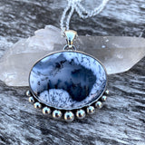 Large Dendritic Opal Bubble Necklace- Sterling Silver and Dendritic Opal- 18" Sterling Chain