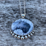 Large Dendritic Opal Bubble Necklace- Sterling Silver and Dendritic Opal- 18" Sterling Chain