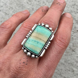 Square Blue Opal Petrified Wood Ring or Pendant- Sterling Silver and Indonesian Opalized Petrified Wood- Finished to Size