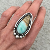 RESERVED FOR MISSY- Blue Opal Petrified Wood Ring or Pendant- Sterling Silver and Indonesian Opalized Petrified Wood- Finished to Size