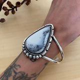 Huge Dendritic Opal Celestial Cuff- Sterling Silver and Dendritic Opal Bracelet- Size M/L