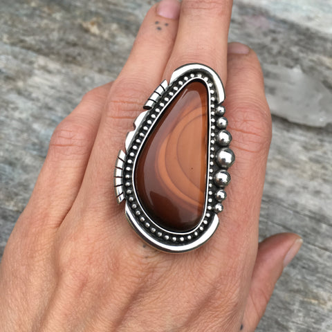 Large Bruneau Jasper Ring or Pendant- Sterling Silver and Rare Bruneau Picture Jasper- Finished to Size