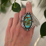 Huge Turquoise Ornate Ring or Pendant- Sterling Silver and Kingman Turquoise - Finished to Size