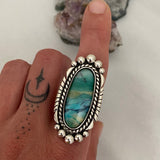 Blue Opal Petrified Wood Ring or Pendant- Sterling Silver and Indonesian Opalized Petrified Wood- Finished to Size