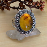 Huge Amber Overlay Cuff Bracelet- Sterling Silver and Mayan Amber