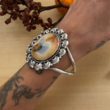 Huge Maligano Jasper Overlay Cuff Bracelet- Sterling Silver and Jasper