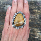 Large Overlay Owyhee Jasper Ring or Pendant- Sterling Silver and Owyhee Picture Jasper- Finished to Size