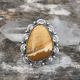 Large Overlay Owyhee Jasper Ring or Pendant- Sterling Silver and Owyhee Picture Jasper- Finished to Size