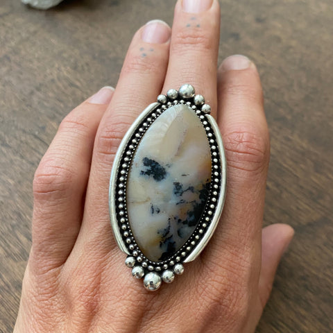 Large Agate Ring- Sterling Silver and Paiute Agate- Finished to Size