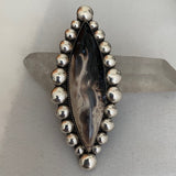Huge Petrified Palm Root Bubble Ring- Sterling Silver and Indonesian Palm Root- Finished to Size
