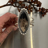 Huge Petrified Palm Root Statement Cuff- Sterling Silver- Size M/L