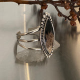 Huge Petrified Palm Root Statement Cuff- Sterling Silver- Size M/L
