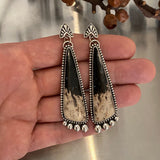 XL Dangly Bubble Earrings- Petrified Palm Root and Sterling Silver