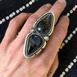 Huge Two-Stone Pietersite Ring- Sterling Silver and Pietersite- Finished to Size