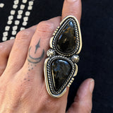 Huge Two-Stone Pietersite Ring- Sterling Silver and Pietersite- Finished to Size