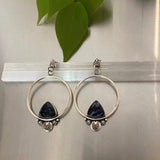 Pietersite and Sterling Ornate Hoop Earrings- Post Earrings for Pierced Ears