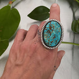 Large Chunky Turquoise Ring or Pendant- Sterling Silver and Pilot Mountain Turquoise- Finished to Size