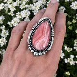 Rhodochrosite Statement Ring or Pendant- Sterling Silver and Pink Rhodochrosite- Finished to Size