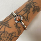 Stamped Coral Cuff Bracelet- Sterling Silver and Fossil Coral Wide Stacker Cuff
