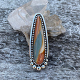 Large Polychrome Jasper Talon Ring or Pendant- Sterling Silver and Jasper- Finished to Size