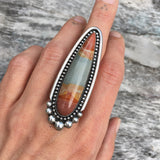 Large Polychrome Jasper Talon Ring or Pendant- Sterling Silver and Polychrome Jasper- Finished to Size