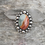 Large Jasper Super Bubble Ring or Pendant- Sterling Silver and Polychrome Jasper- Finished to Size
