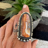 Huge Agate Portal Ring or Pendant- Sterling Silver and Rosetta Lace Agate- Finished to Size