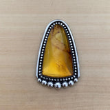 Large Amber Portal Ring- Sterling Silver and Mayan Amber - Finished to Size