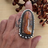 Huge Agate Portal Ring or Pendant- Sterling Silver and Rosetta Lace Agate- Finished to Size