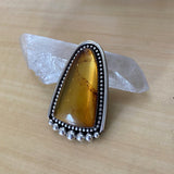 Large Amber Portal Ring- Sterling Silver and Mayan Amber - Finished to Size