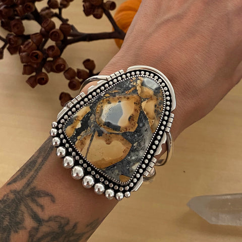 Huge Maligano Jasper Portal Cuff Bracelet- Sterling Silver and Jasper