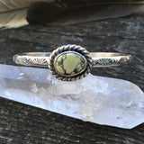 Stamped Turquoise Stacker Cuff- Posiedon Variscite and Sterling Silver Bracelet- Size M/L