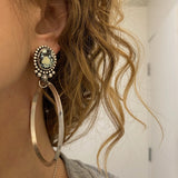 Large Celestial Hoop Earrings- Posiedon Variscite and Sterling Silver