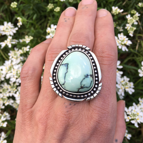 Chunky Variscite Statement Ring or Pendant- Sterling Silver and Prince Variscite- Finished to Size