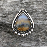Prudent Man Agate Teardrop Ring or Pendant- Sterling Silver and Idaho Agate- Finished to Size