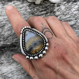 Prudent Man Agate Teardrop Ring or Pendant- Sterling Silver and Idaho Agate- Finished to Size