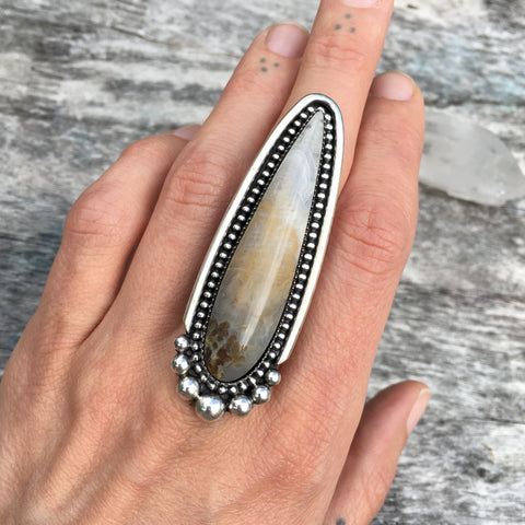 Huge Prudent Man Agate Talon Ring or Pendant- Sterling Silver and Idaho Agate- Finished to Size