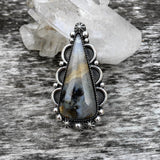 Large Prudent Man Agate Celestial Ring or Pendant- Sterling Silver and Idaho Agate- Finished to Size