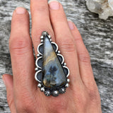 Large Prudent Man Agate Celestial Ring or Pendant- Sterling Silver and Idaho Agate- Finished to Size