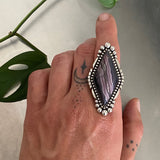 Large Kite Shaped Purple Passion Agate Statement Ring or Pendant- Sterling Silver and Purple Passion Agate- Finished to Size