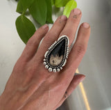 The Pyre Ring- Petrified Palm Root and Sterling Silver- Finished to Size or as a Pendant